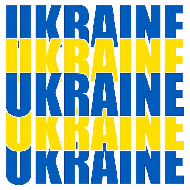 Vector ukraine lettering with a flag drawn to pray for ukrainerussia conflict war tshirt design