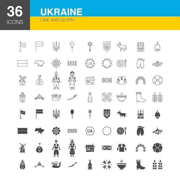 Украина line web glyph icons