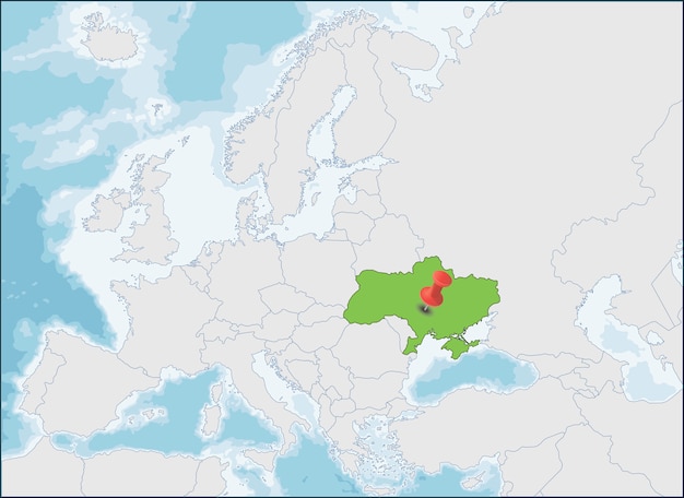 Расположение украины на карте восточной европы, иллюстрация