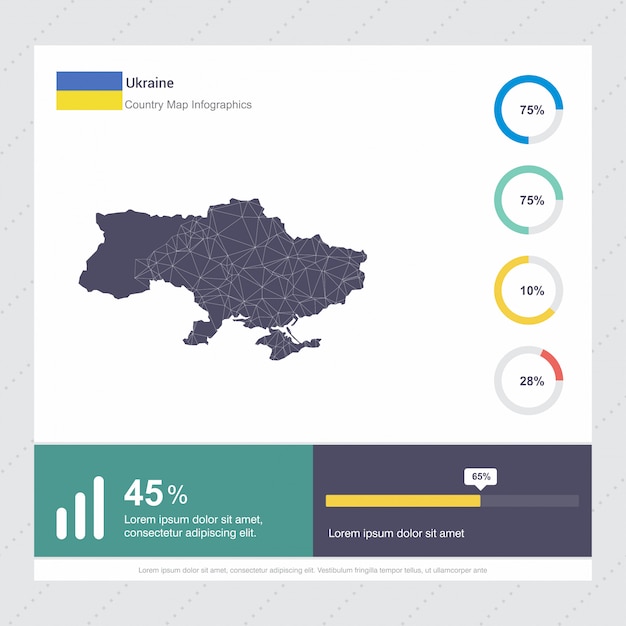 ウクライナの地図とフラグInfographicsのテンプレート