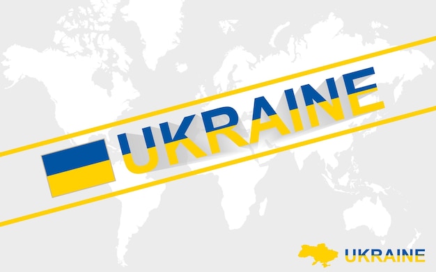 Vector ukraine map flag and text illustration