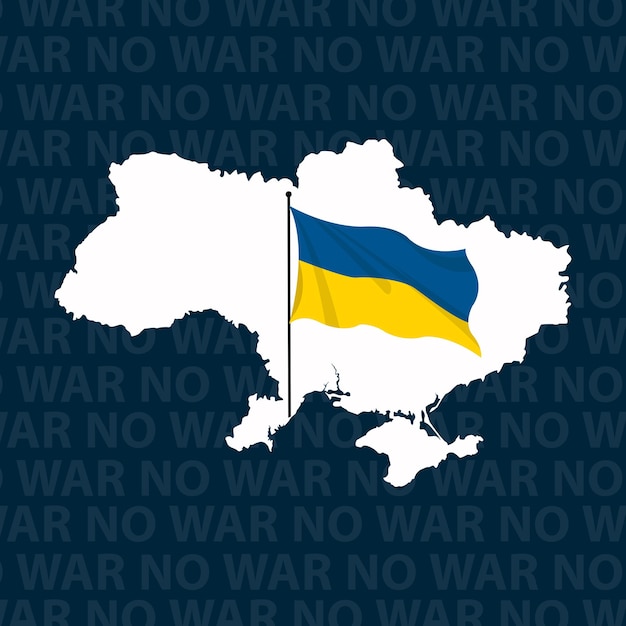 Ukraine map and Flag with No War text in Background