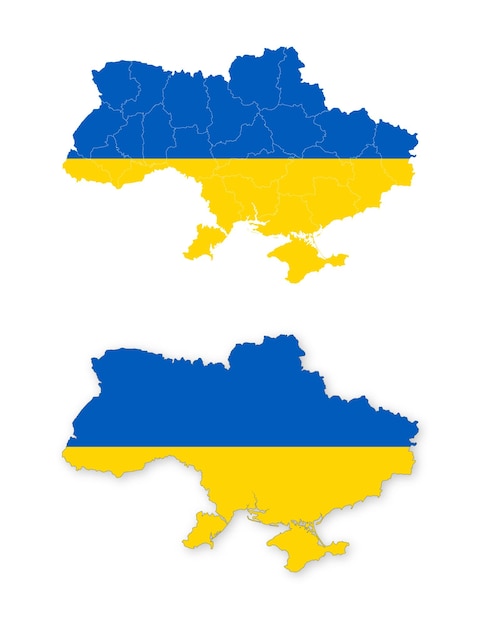 Vector ukraine map and national flag legal territory of ukraine