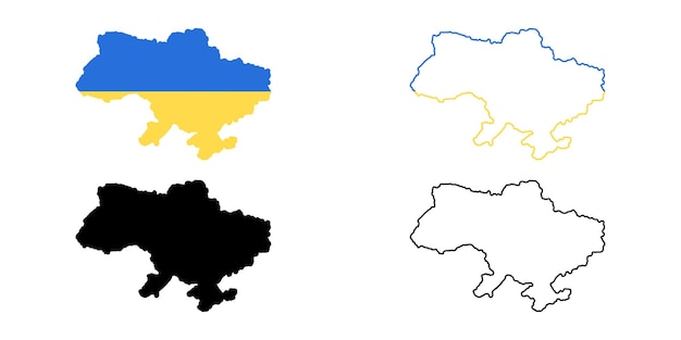 Mappa dell'ucraina. silhouette del territorio ucraino. confine con l'ucraina. insieme di vettore.