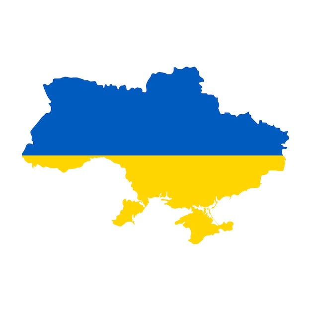 Ukraine map silhouette with flag on white background