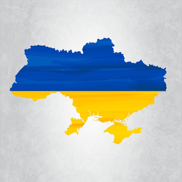 Vector ukraine map with flag