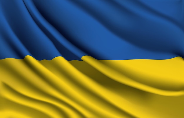 Ukraine national flag waving realistic vector illustration