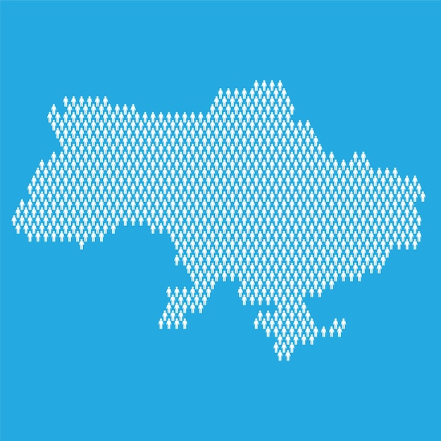 Ukraine population statistic map made from stick figure people