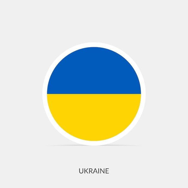 Ukraine round flag icon with shadow