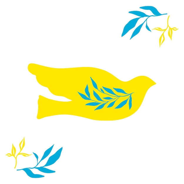 Ukraine russia conflict flag of ukraine in the form of a dove of peace the concept of peace in ukraine vector illustration isolated on white background