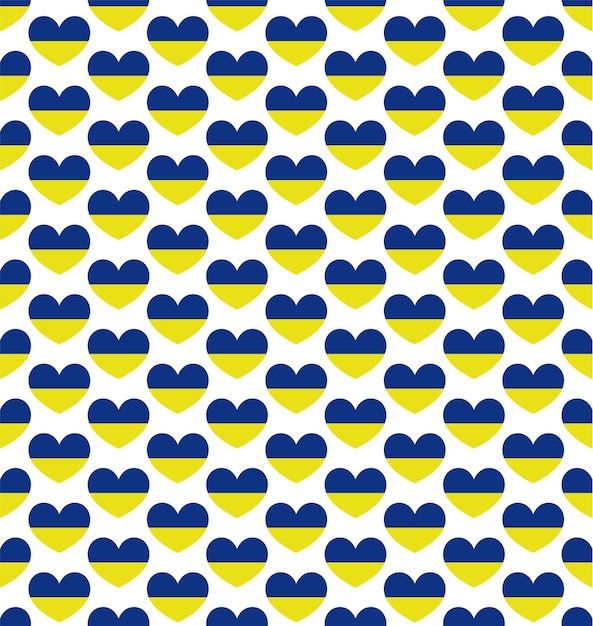 Ukraine seamless vector background Heart shapes Ukrainian national colors blue yellow Repeating pattern Support Ukraine