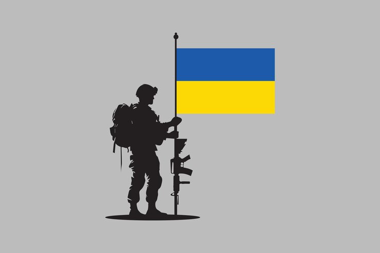 Вектор украинский солдат с флагом украины флаг украины флаг украина вектор символ украинского флага