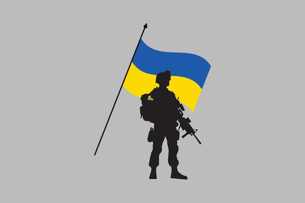 Vector ukraine soldier with ukraine flag flag of ukraine flag ukraine vector ukrainian flag symbol