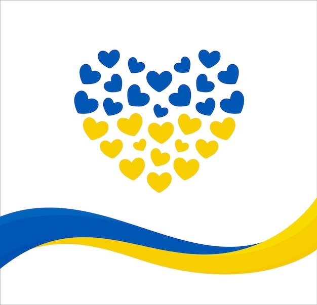 Ukraine support symbol UA flag and heart ukraina love vector illustration