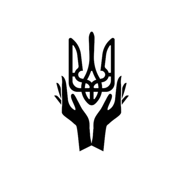 Ukraine symbol with hands