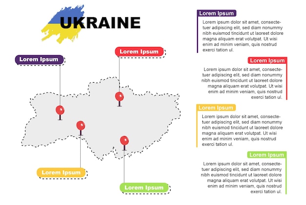 Ukraine travel location infographic tourism and vacation concept popular places of Ukraine