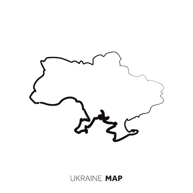 Ukraine vector country map outline Black line on white background