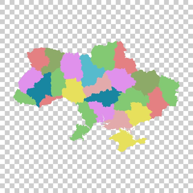 Vector ukraine with regions on isolated background flat vector