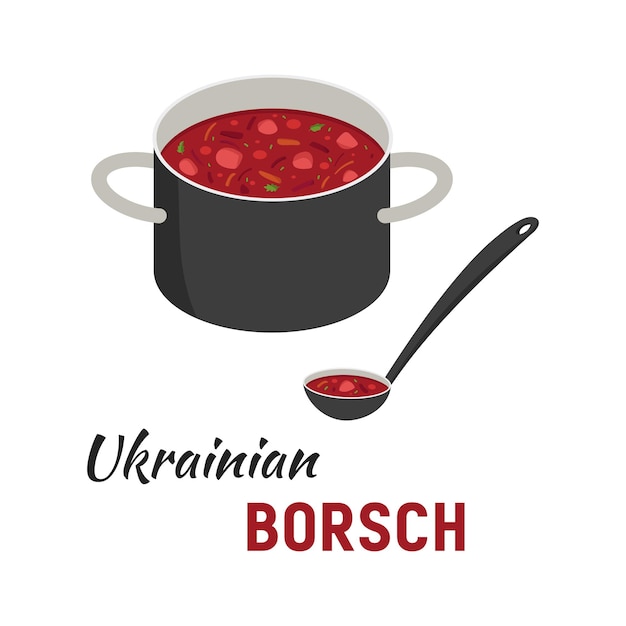 Вектор Украинский борщ. украинская кухня. традиционный украинский суп