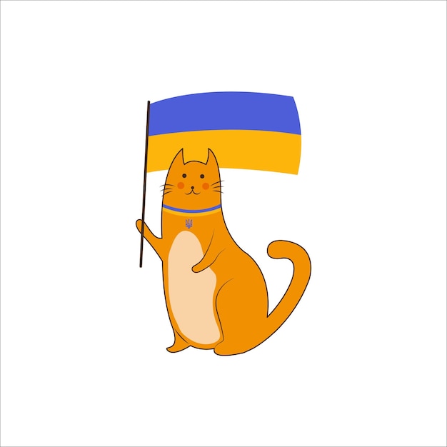 Ukrainian cat Stop War in Ukraine Vector Illustration