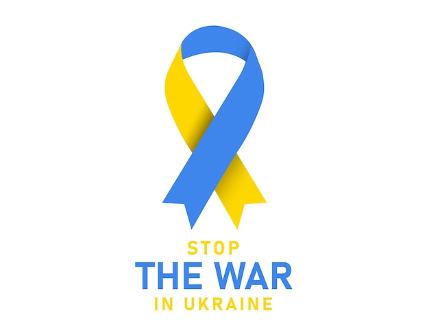 Ukrainian flag ribbon with the text of the end of the war in ukrainian inscription with the national