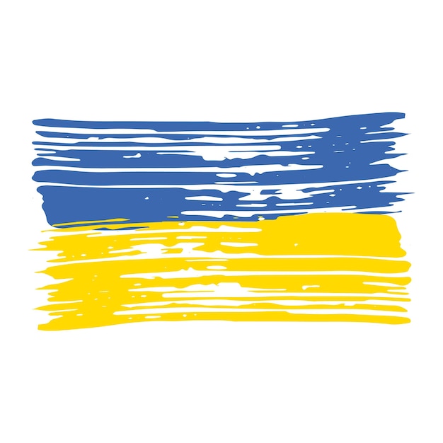 Ukrainian flag with brush stroke elements Emblem icon Glory to Ukraine Vector illustration