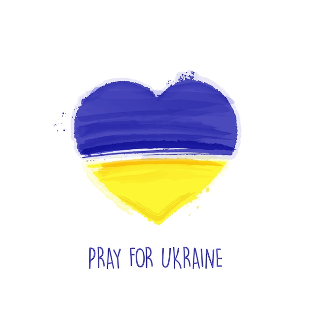 Ukrainian flag with heart Pray for Ukraine