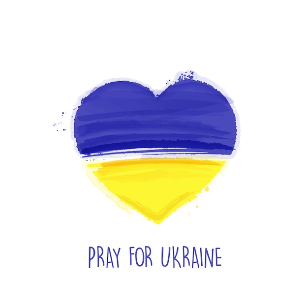 Ukrainian flag with heart pray for ukraine