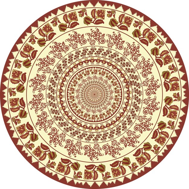 Ukrainian folk embroidery ornament Circle pattern walpapper