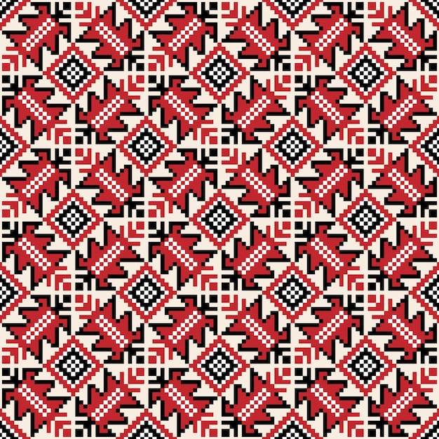 Vector ukrainian folk seamless pattern design ethnic tradininal embroidery ornament of vyshyvanka