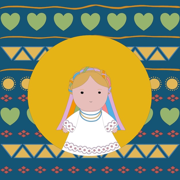 Ukrainian girl on a background with ukrainian motifs