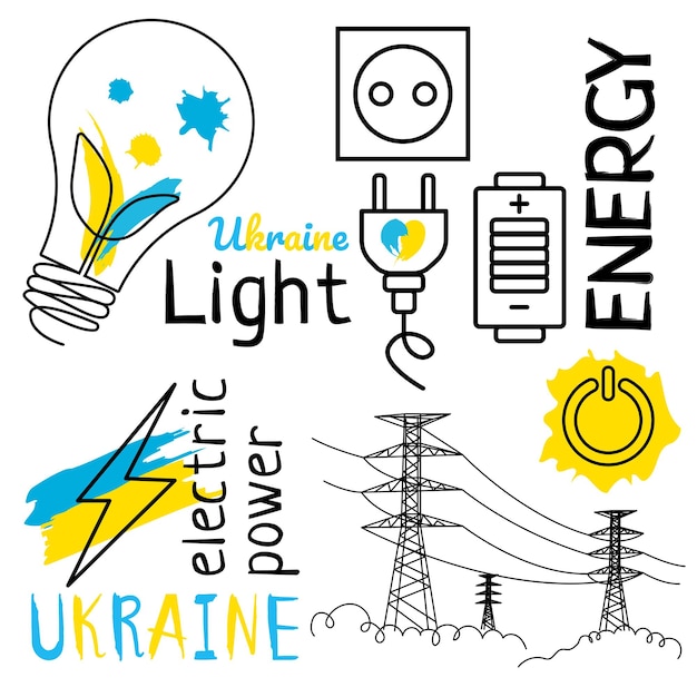 Vector ukrainian light set electricity blackout