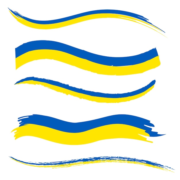 Украинский национальный флаг синие и желтые полосы рисованной ленты поддержите и помогите украине