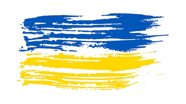 Украинский национальный флаг в стиле гранж, нарисованный щеткой флага Украины, векторная иллюстрация