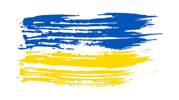 Ukrainian national flag in grunge style Painted with a brush stroke flag of Ukraine Vector illustration