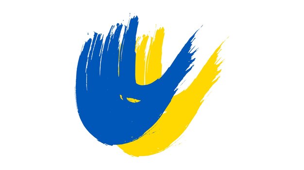 그룬지 스타일의 우크라이나 국기 우크라이나의 브러시 스트로크 발로 칠한 터 일러스트레이션
