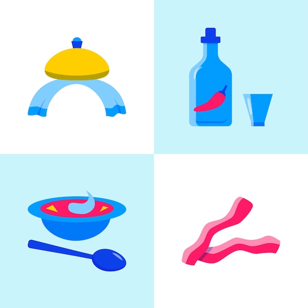 Ukrainian national food icon set