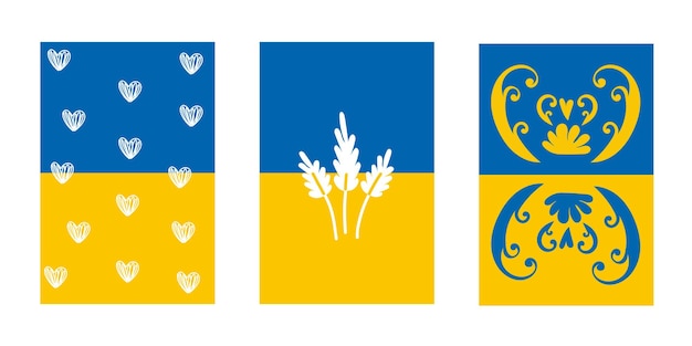 Ukrainian patterns Flat color patterns on the Ukrainian flag Vector illustration