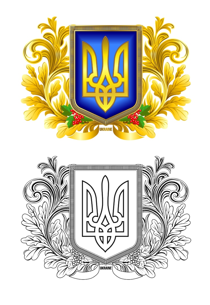 Вектор украинский государственный символ в винтажном стиле.