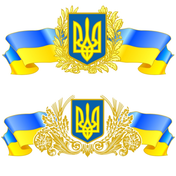 Vector ukrainian state symbol with ribbon.