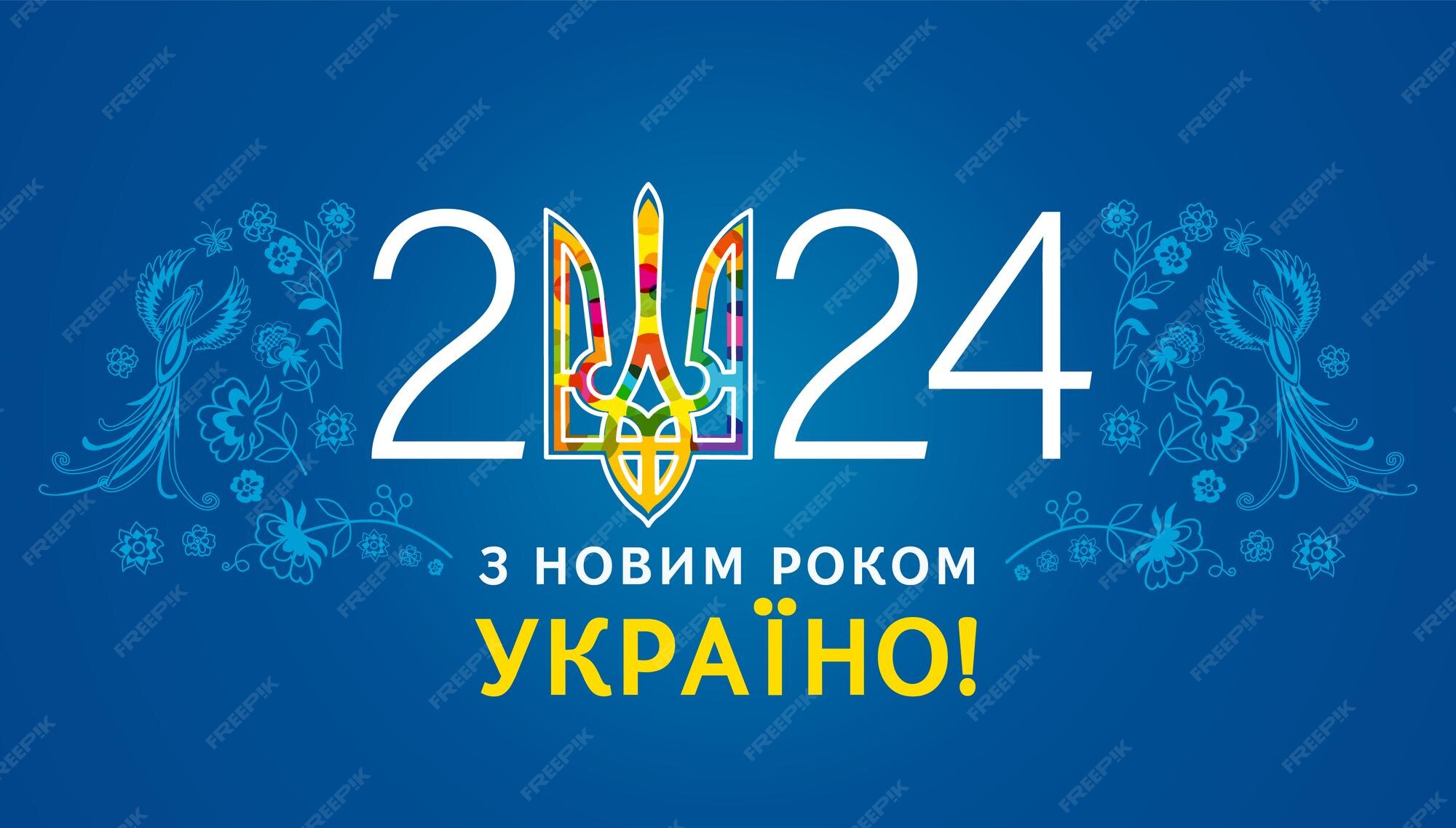 Premium Vector Ukrainian text happy new year ukraine happy new year 2024 holiday banner