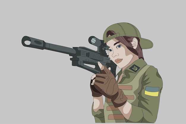 ウクライナの女性狙撃兵は撮影の準備ができています
