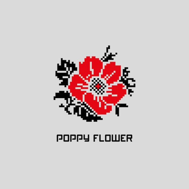 Ukrainr ornament emblem Poppy flower