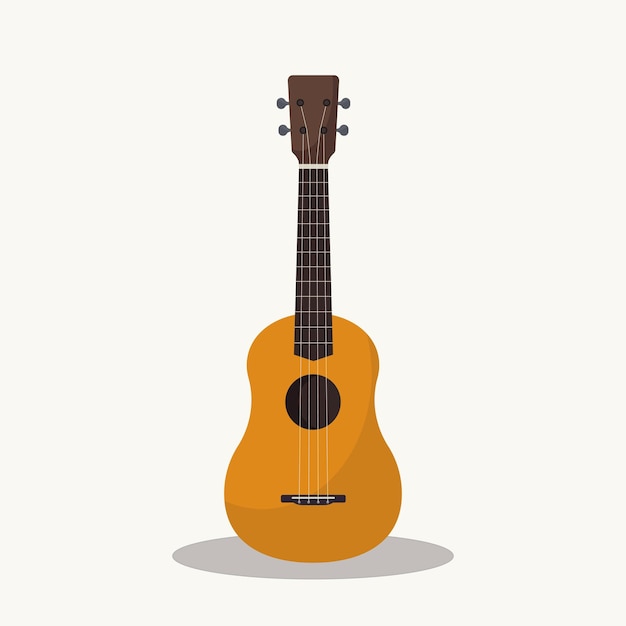 Укулеле Струнный акустический музыкальный инструмент Народная гавайская маленькая гитара Плоская векторная иллюстрация