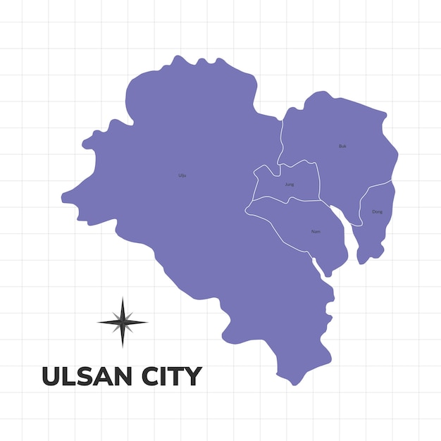 蔚山市の地図イラスト 韓国の都市の地図