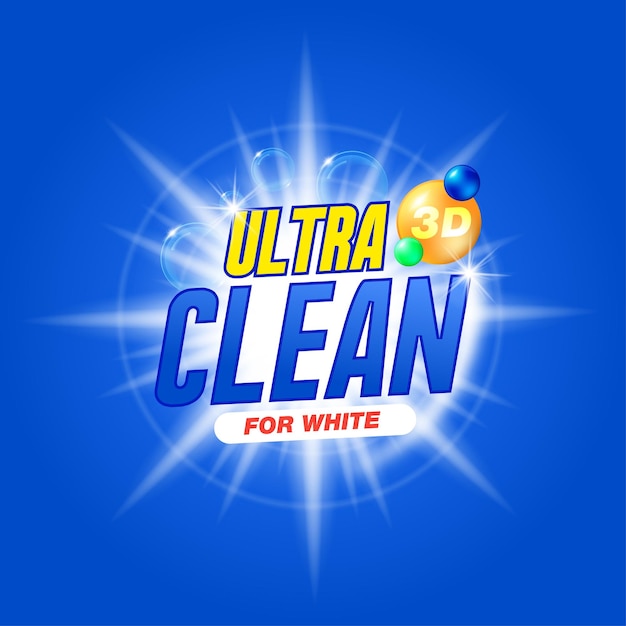 Ultra clean for white шаблон для стирального порошка дизайн упаковки