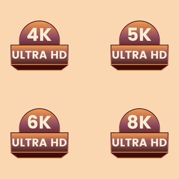 ultra hd video resolution icon set