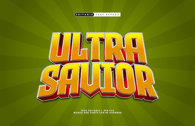 ultra savior editable text effect with a hero and brave text style
