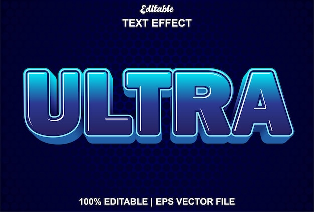 Ultra text effect with blue color and editable