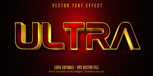 Ultra text, luxury golden editable text effect on red and black canvas